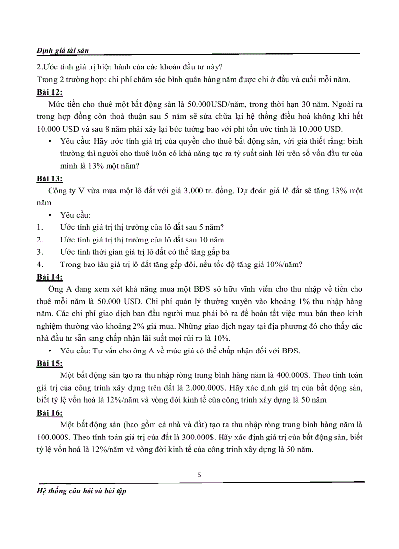 image for page Bài tập định giá tài sản