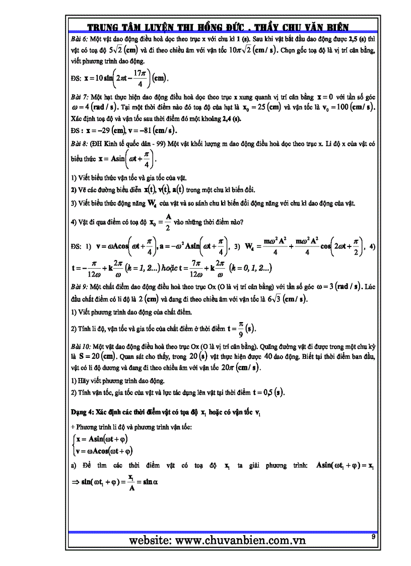 image for page Bài Giảng Lí thuyết Dao Động Điều Hòa