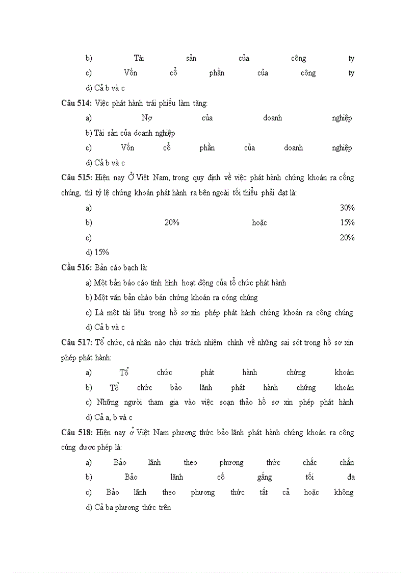image for page 500 câu hỏi trắc nghiệm chứng khoán