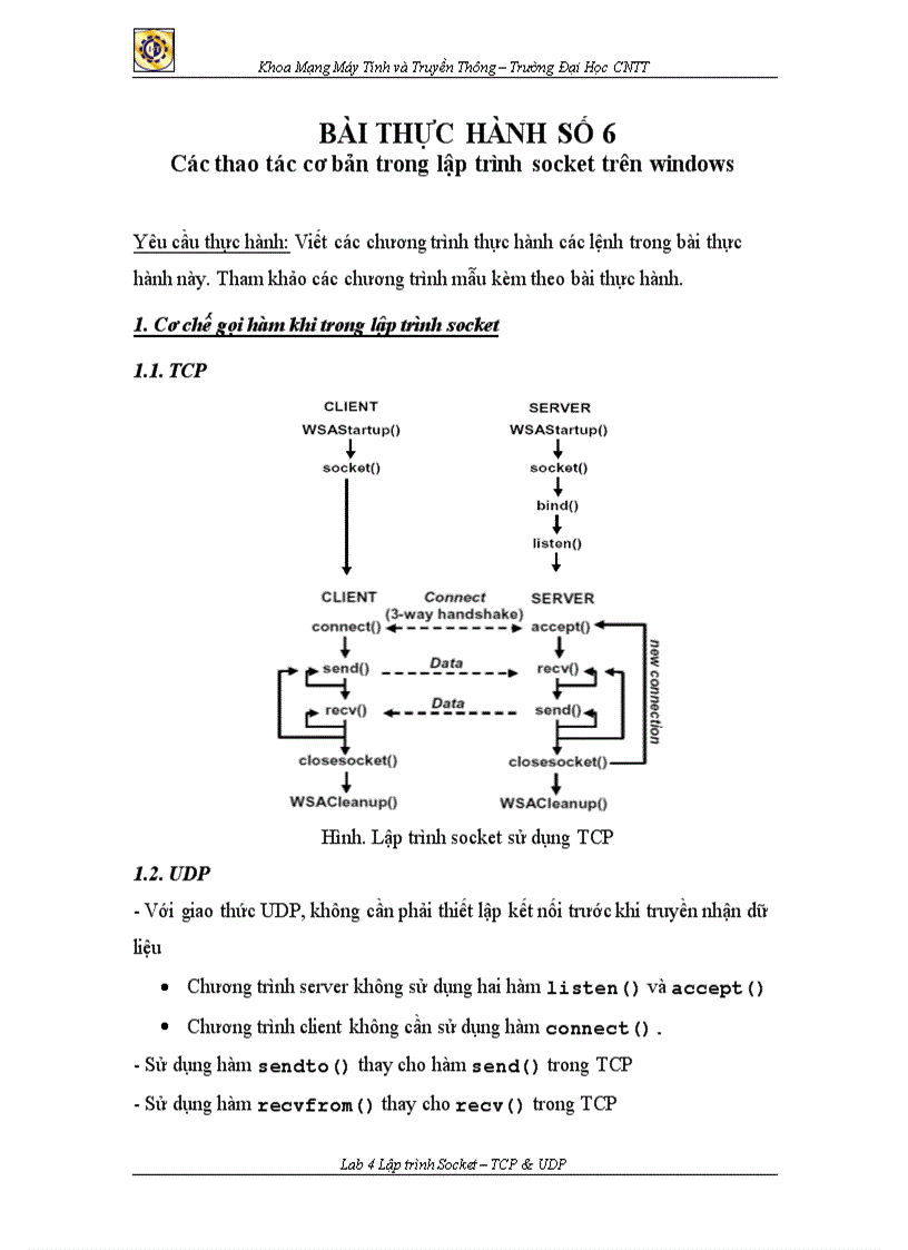 Các thao tác cơ bản trong lập trình socket trên windows