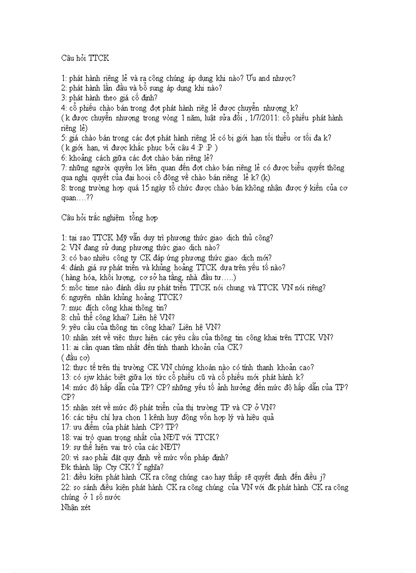 image for page Tổng hợp câu hỏi TTCK