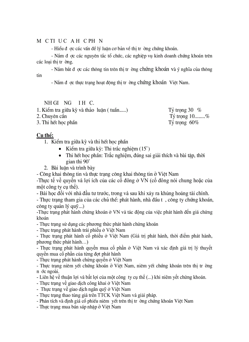 image for page Kế hoạch giảng dạy môn thị trường chứng khoán