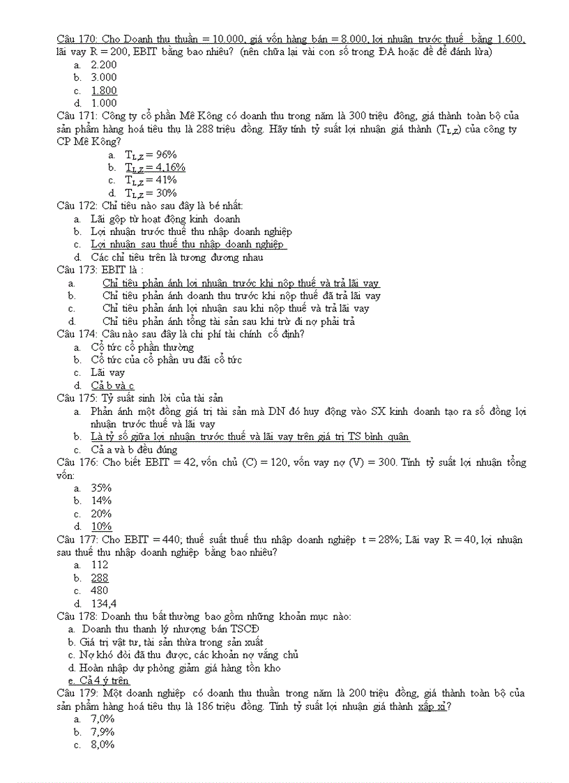image for page Hệ thống 422 câu hỏi trắc nghiệm tài chính doanh nghiệp