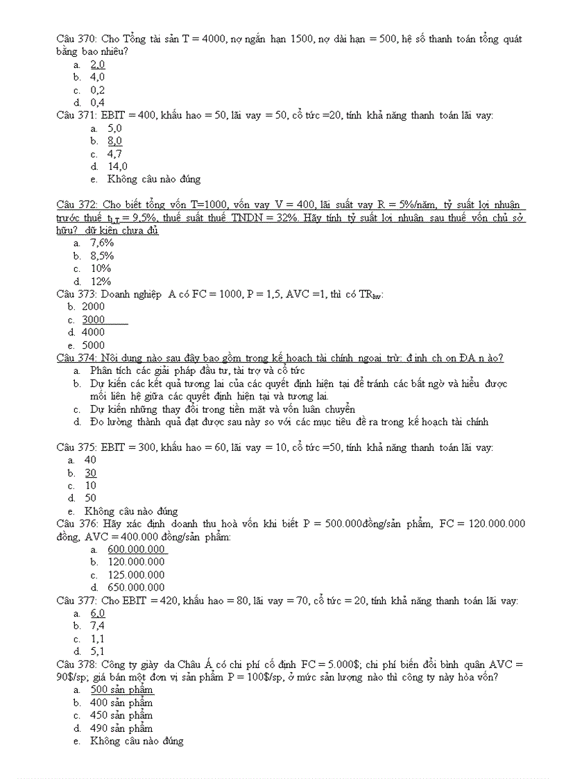 image for page Hệ thống 422 câu hỏi trắc nghiệm tài chính doanh nghiệp