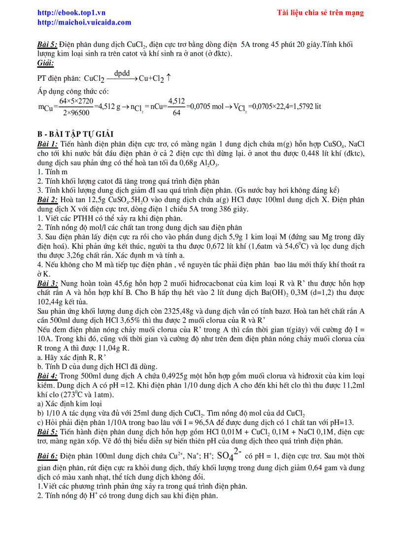 image for page Phương pháp Giải Bài Toán Điện Phân