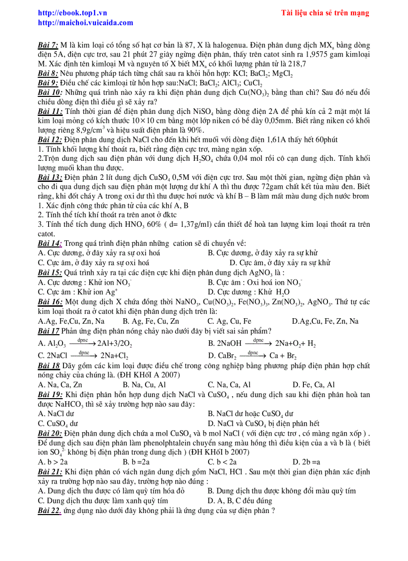 image for page Phương pháp Giải Bài Toán Điện Phân