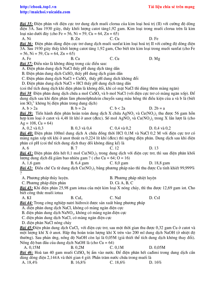 image for page Phương pháp Giải Bài Toán Điện Phân