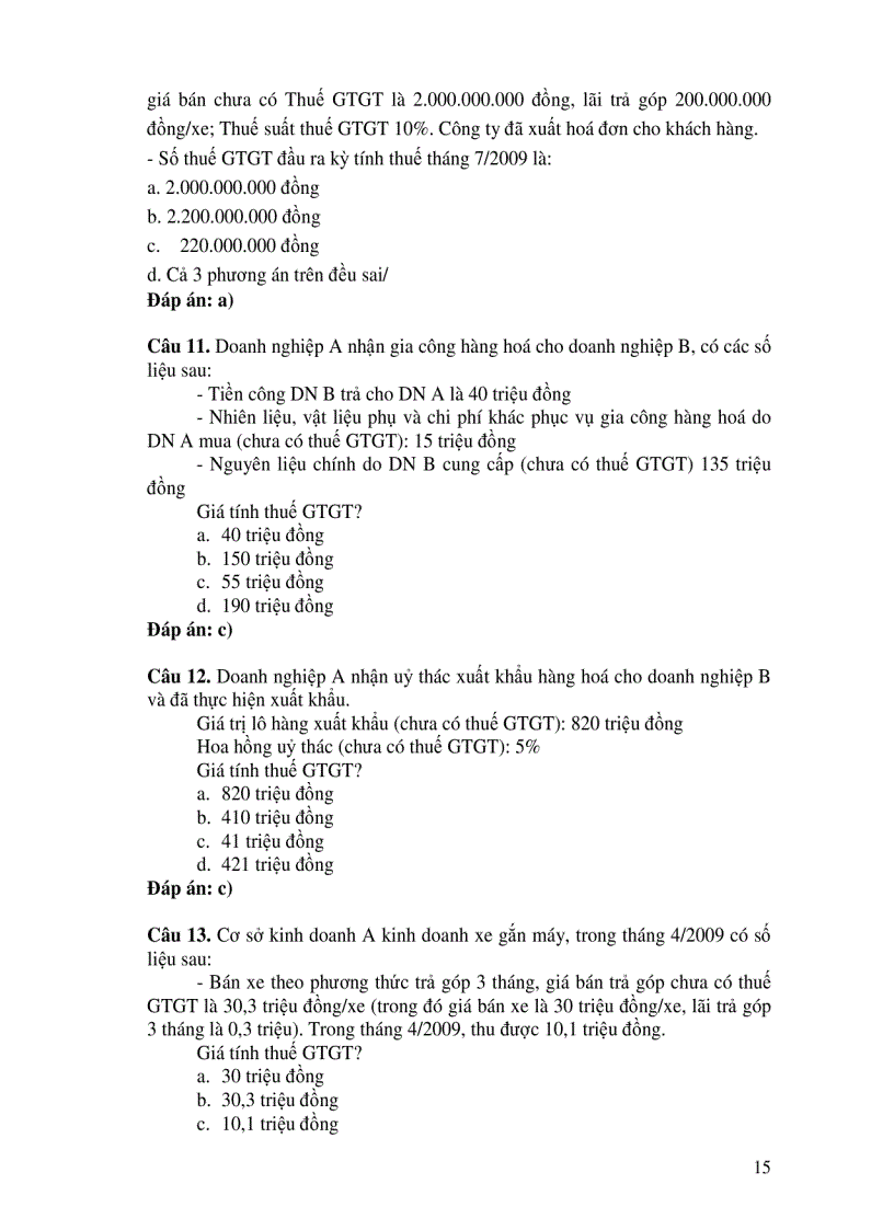 image for page Hệ thống câu hỏi trắc nghiệm thuế có đáp án