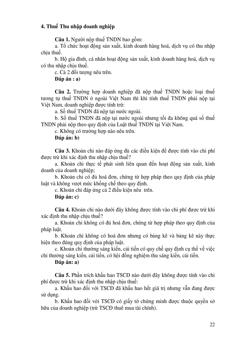 image for page Hệ thống câu hỏi trắc nghiệm thuế có đáp án