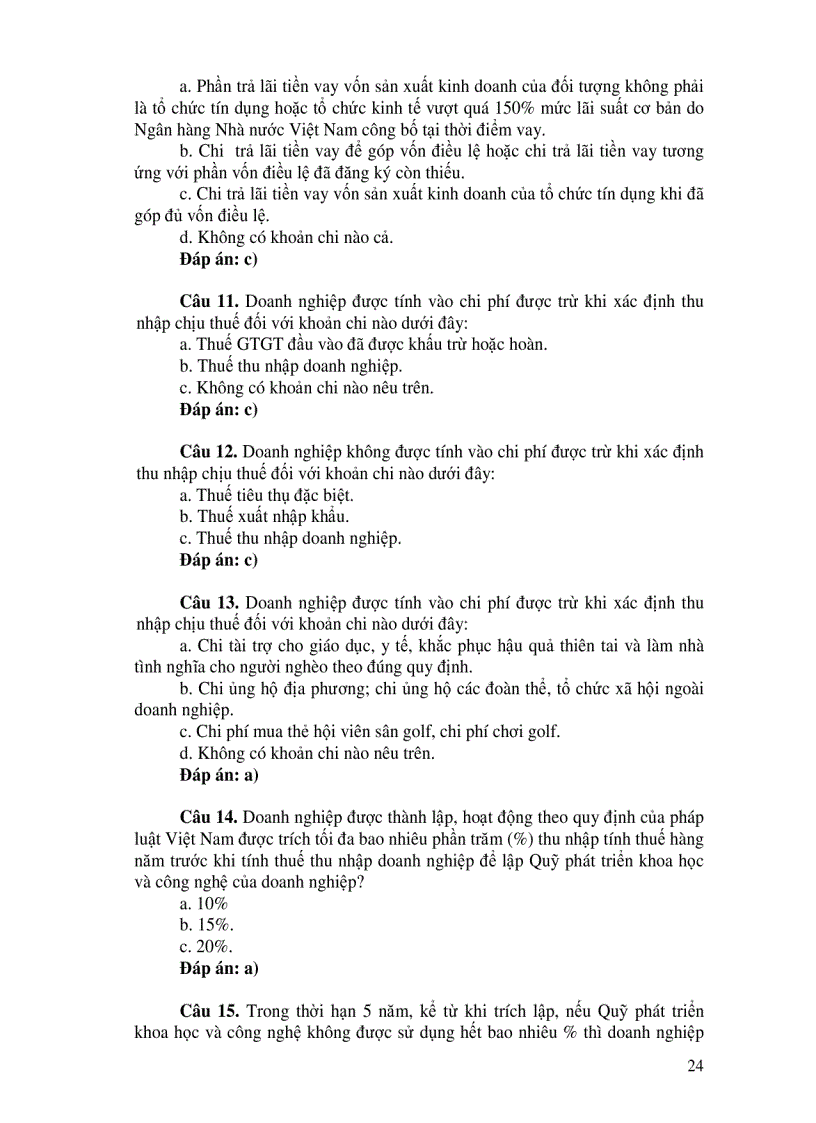 image for page Hệ thống câu hỏi trắc nghiệm thuế có đáp án