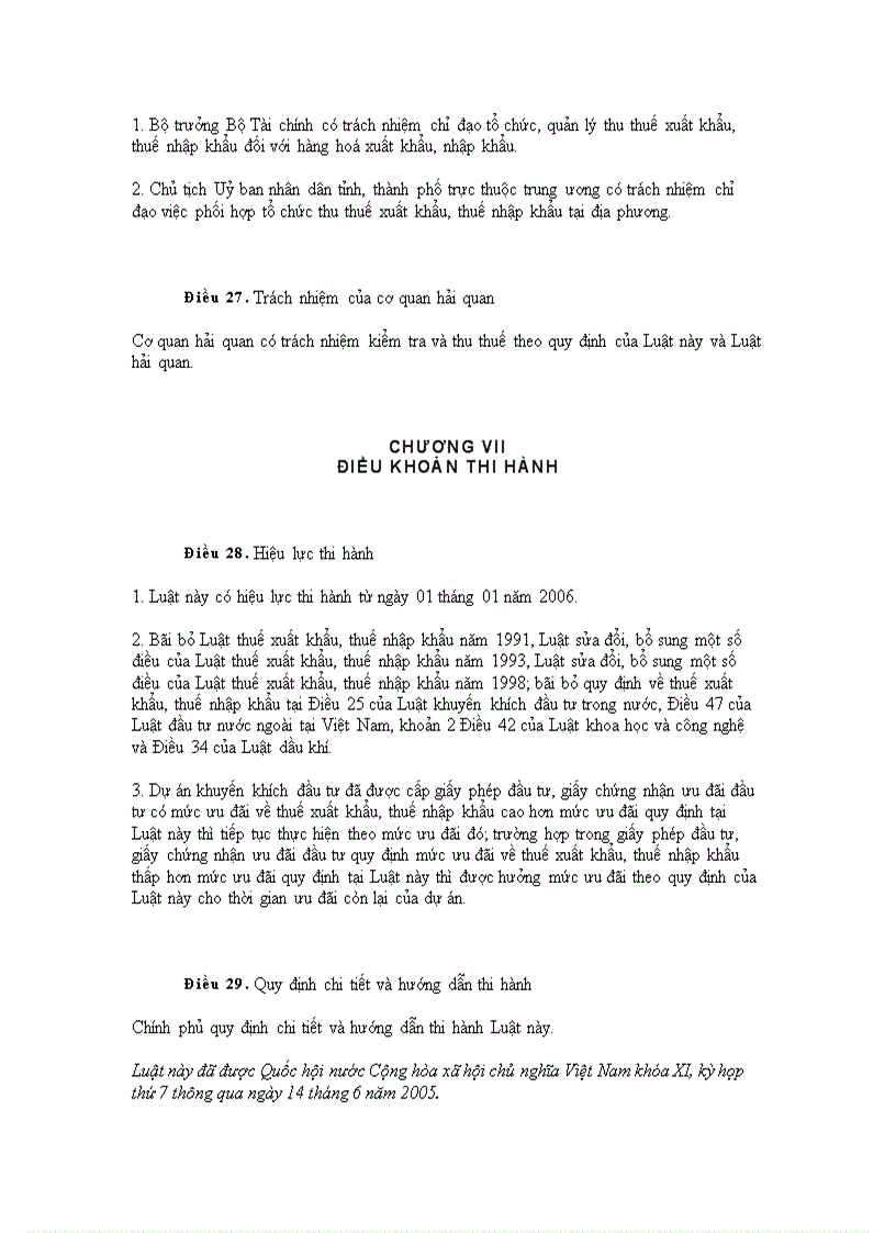 image for page Luật thuế xuất nhập khẩu 2005