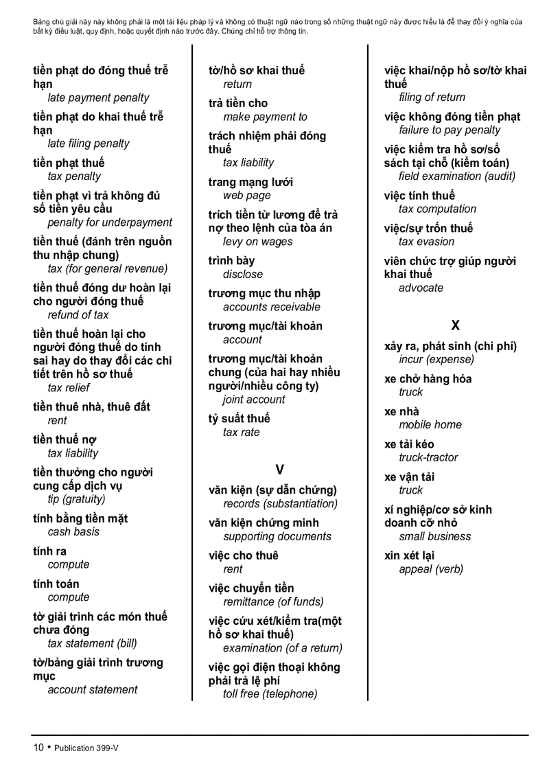 image for page Bảng Chú Giải Từ và Cụm Từ Tiếng Việt Tiếng Anh Thuật Ngữ Thuế