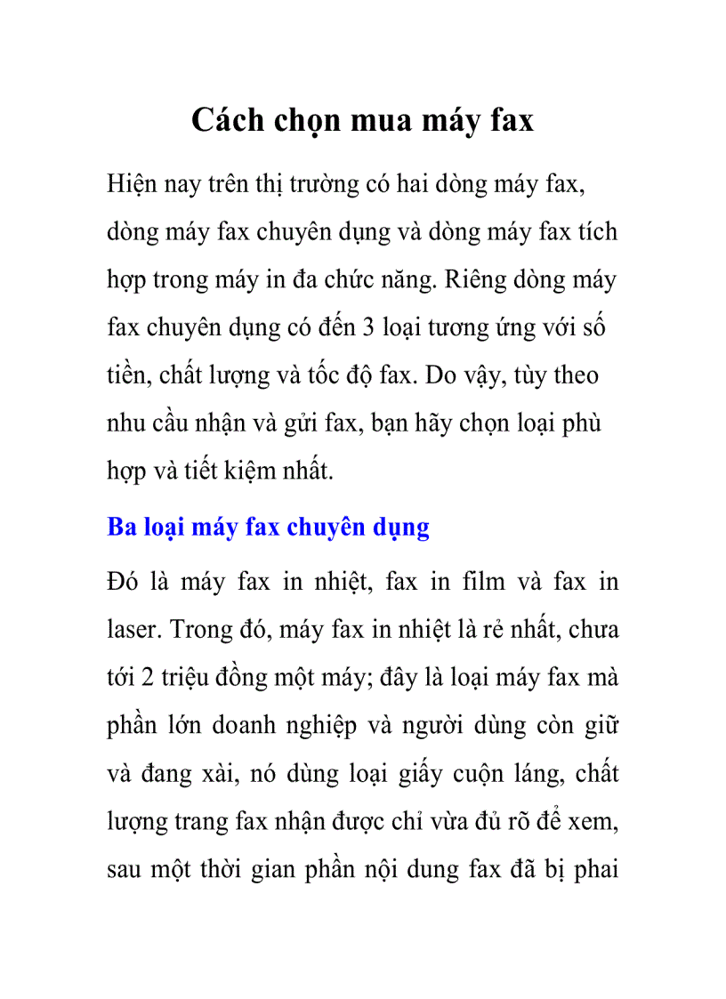 image for page Cách chọn mua máy fax