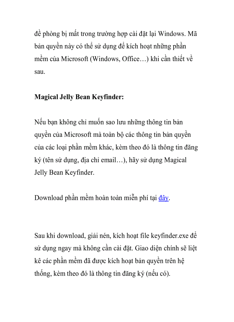 image for page Sao lưu thông tin bản quyền các phần mềm đang có trên hệ thống