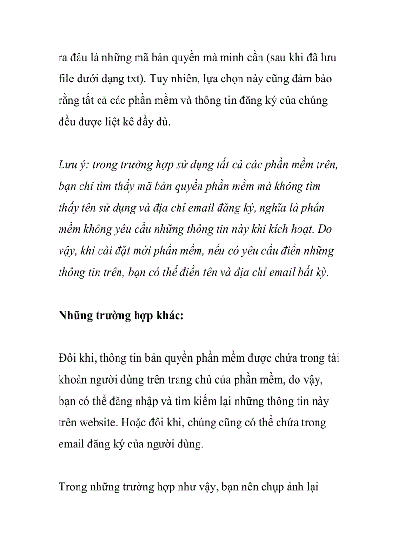 image for page Sao lưu thông tin bản quyền các phần mềm đang có trên hệ thống