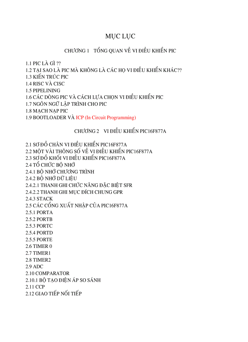 image for page Giáo trình hoàn chỉnh vi điều khiển PIC 1