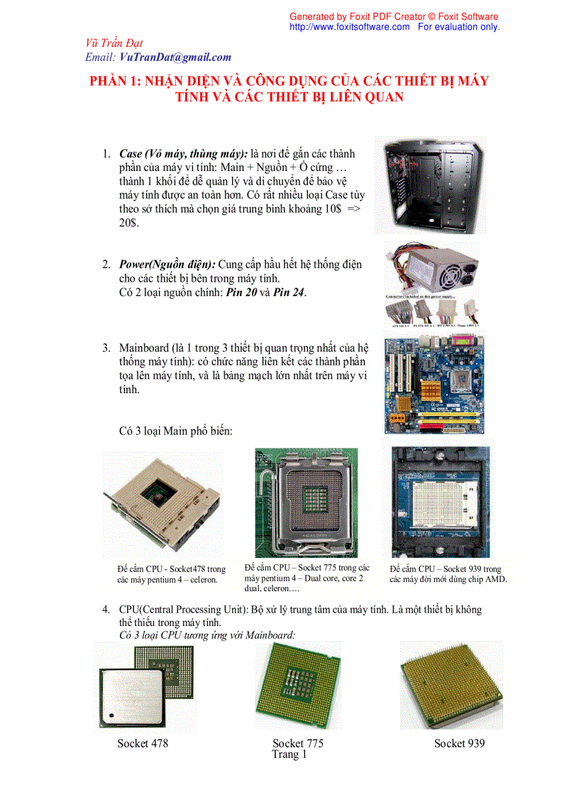 image for page Phần 1 Nhận diện và công dụng của các thiết bị máy tính và các thiết bị liên quan