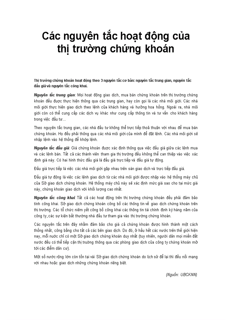 image for page Các nguyên tắc hoạt động của thị trường chứng khoán