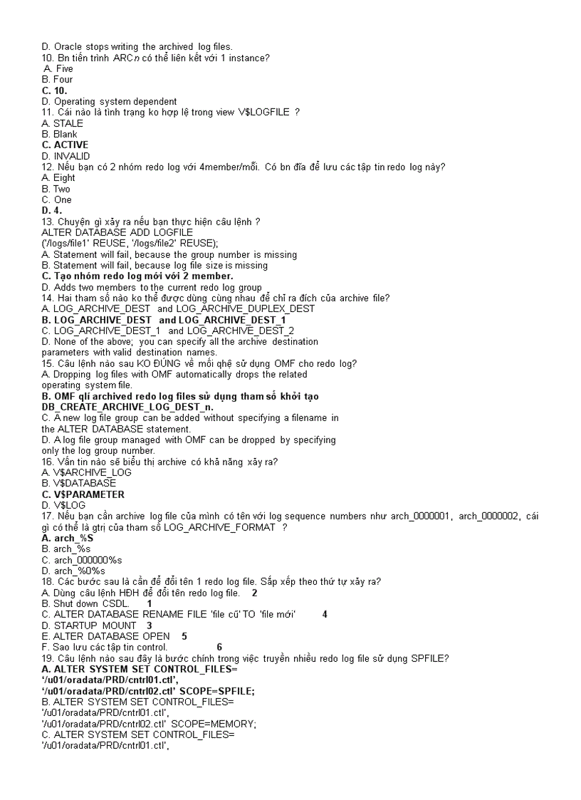 image for page Trắc nghiệm môn Hệ Quản Trị Cơ Sở Dữ Liệu Oracle