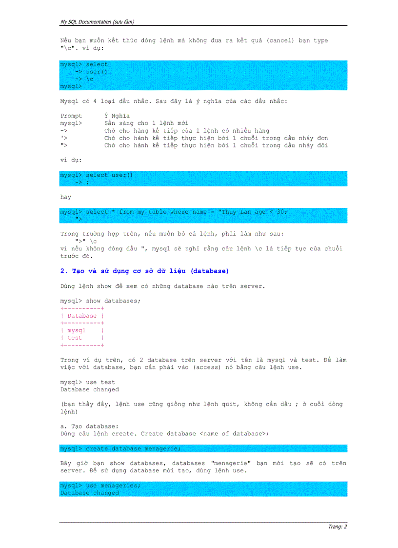 Hướng dẫn sử dụng MySQL