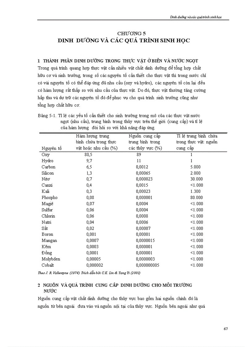 image for page Chương 5 Dinh dưỡng và các quá trình sinh học