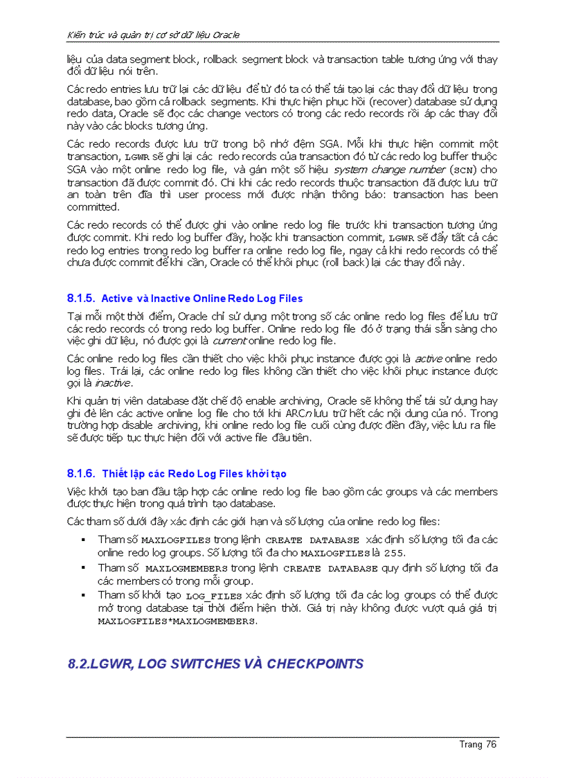 image for page Oracle9i KIẾN TRÚC VÀO QUẢN TRỊ