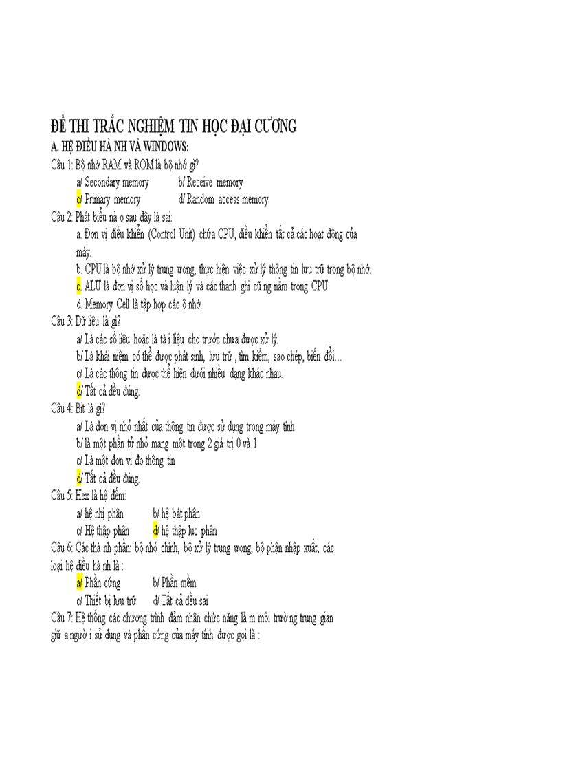 image for page Đề thi trắc nghiệm tin học đại cương