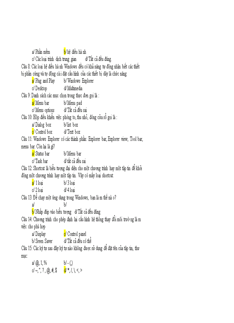 image for page Đề thi trắc nghiệm tin học đại cương