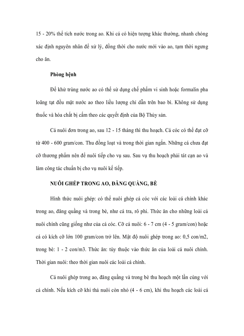 image for page Kỹ thuật nuôi thương phẩm cá cóc