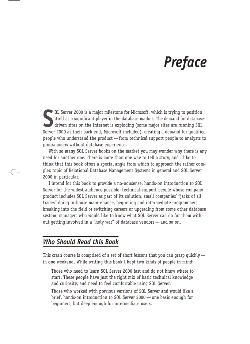 image for page Microsoft SQL Server 2000 Weekend Crash Course