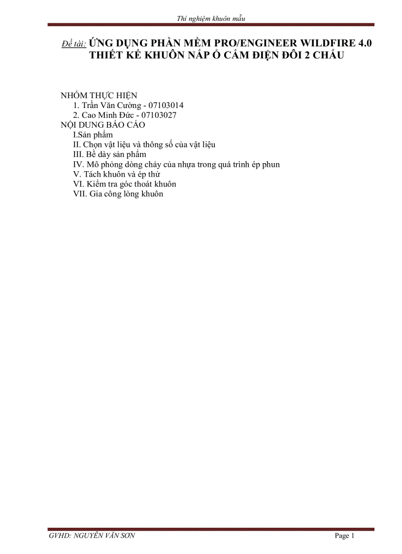 image for page Ứng dụng phần mềm pro engineer wildfire 4 0 thiết kế khuôn nắp ổ cắm điện đôi 2 chấu