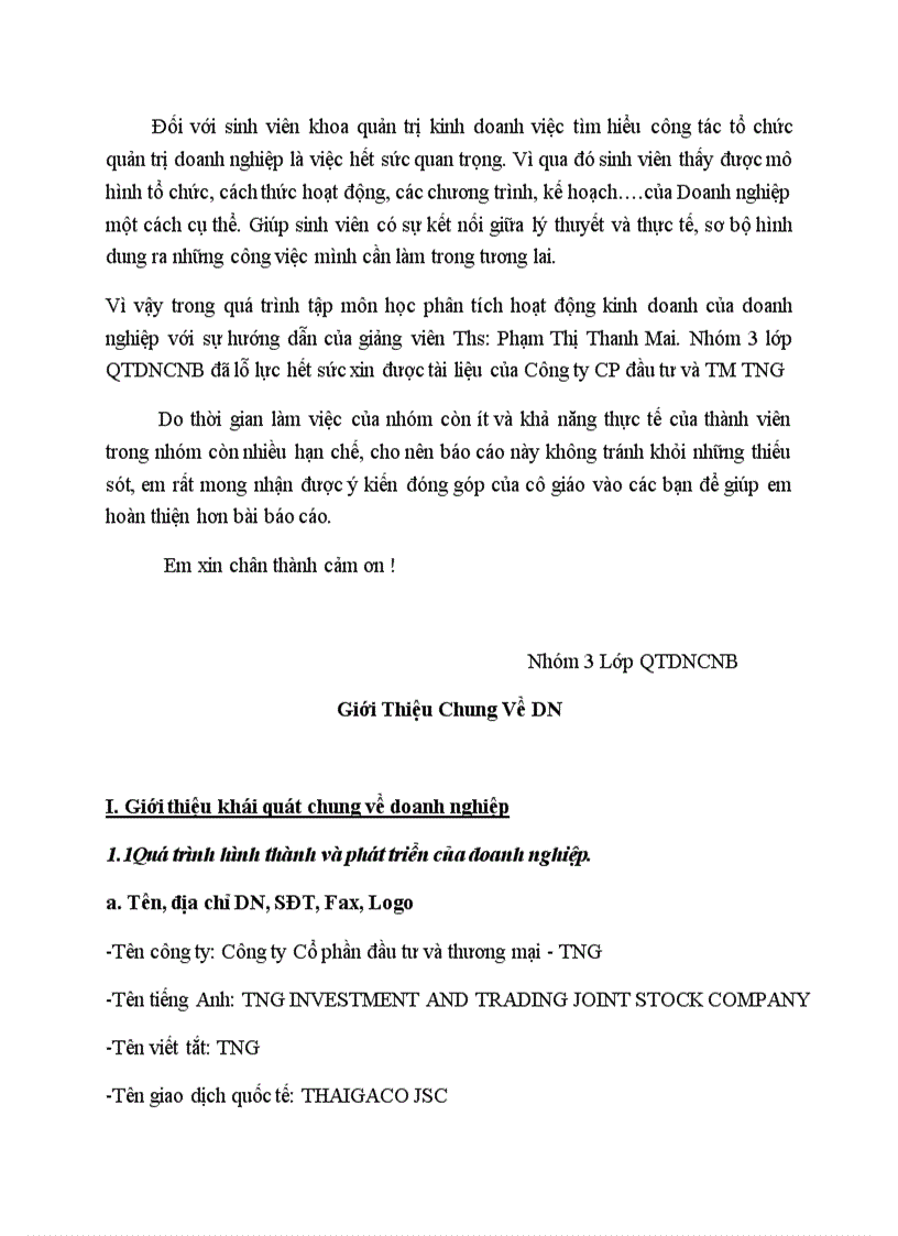 image for page Phân tích Các yếu tố sản xuất Của Công ty cổ phần đầu tư và thương mại TNG tình hình sử dụng lao động sử dụng tài sản cố định sử dụng nguyên vật liệu của doanh nghiệp