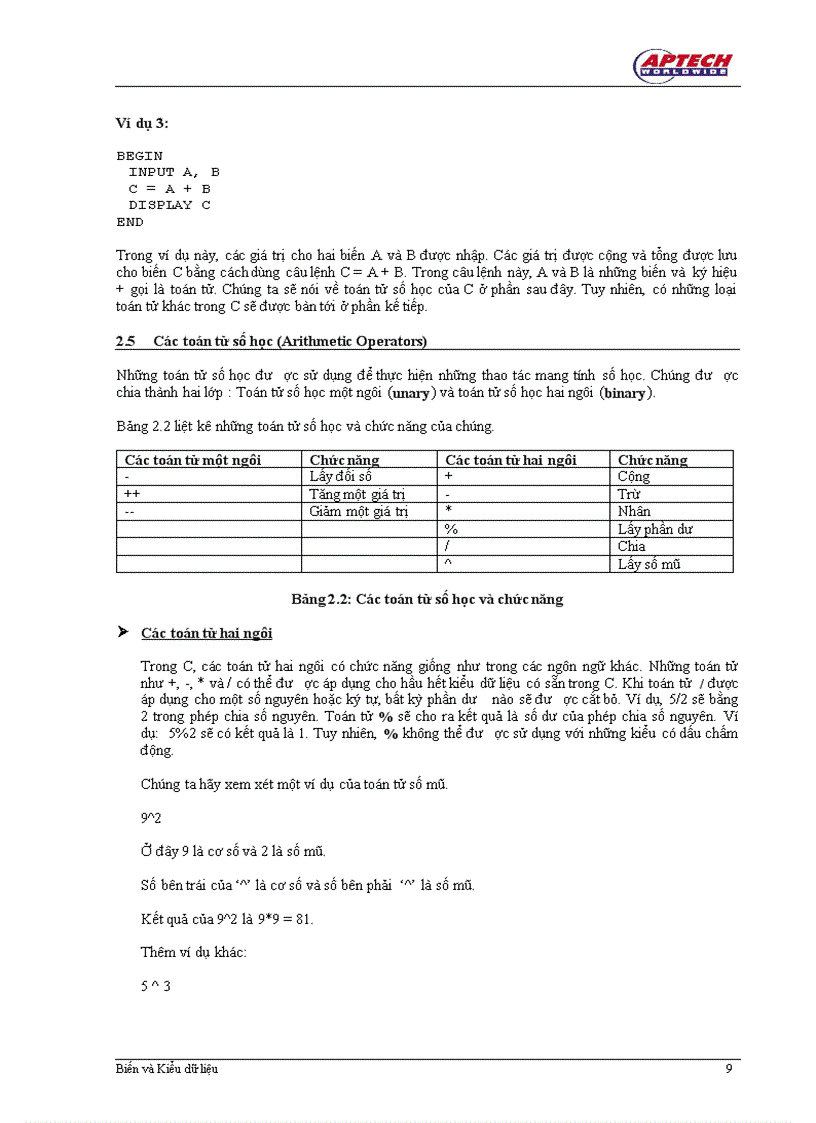 image for page Biến và Kiểu dữ liệu trong C
