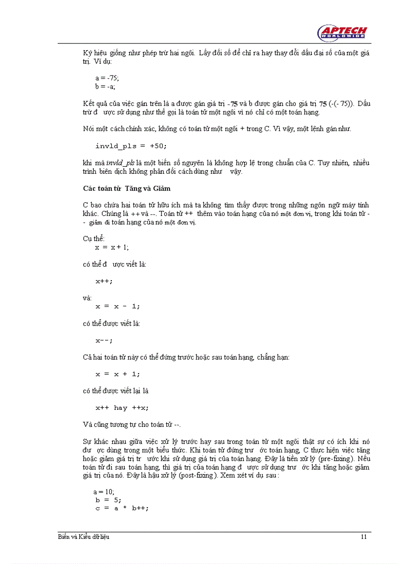 image for page Biến và Kiểu dữ liệu trong C