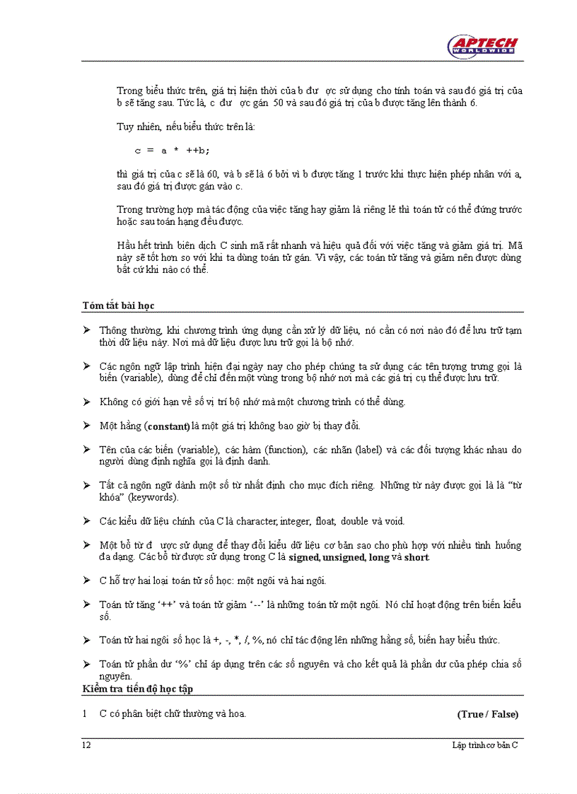 image for page Biến và Kiểu dữ liệu trong C