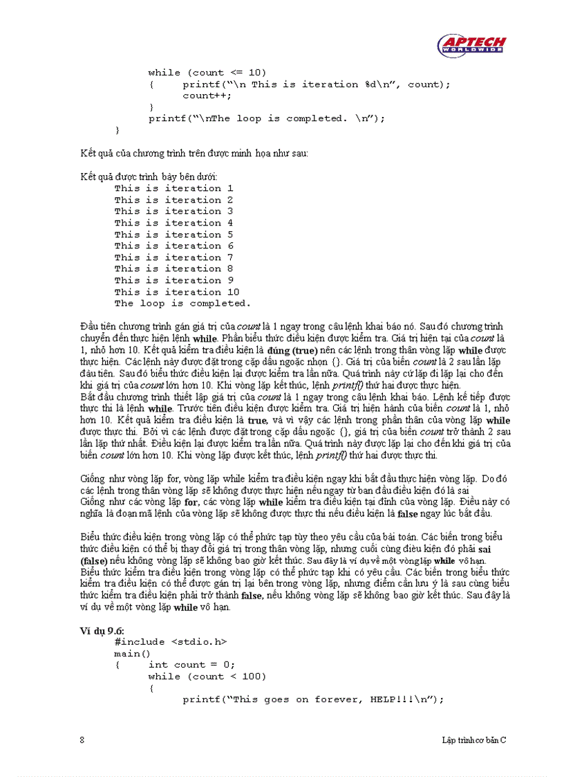 image for page Vòng lặp trong C