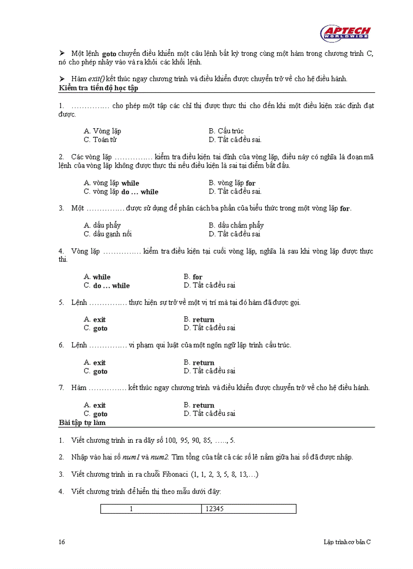 image for page Vòng lặp trong C