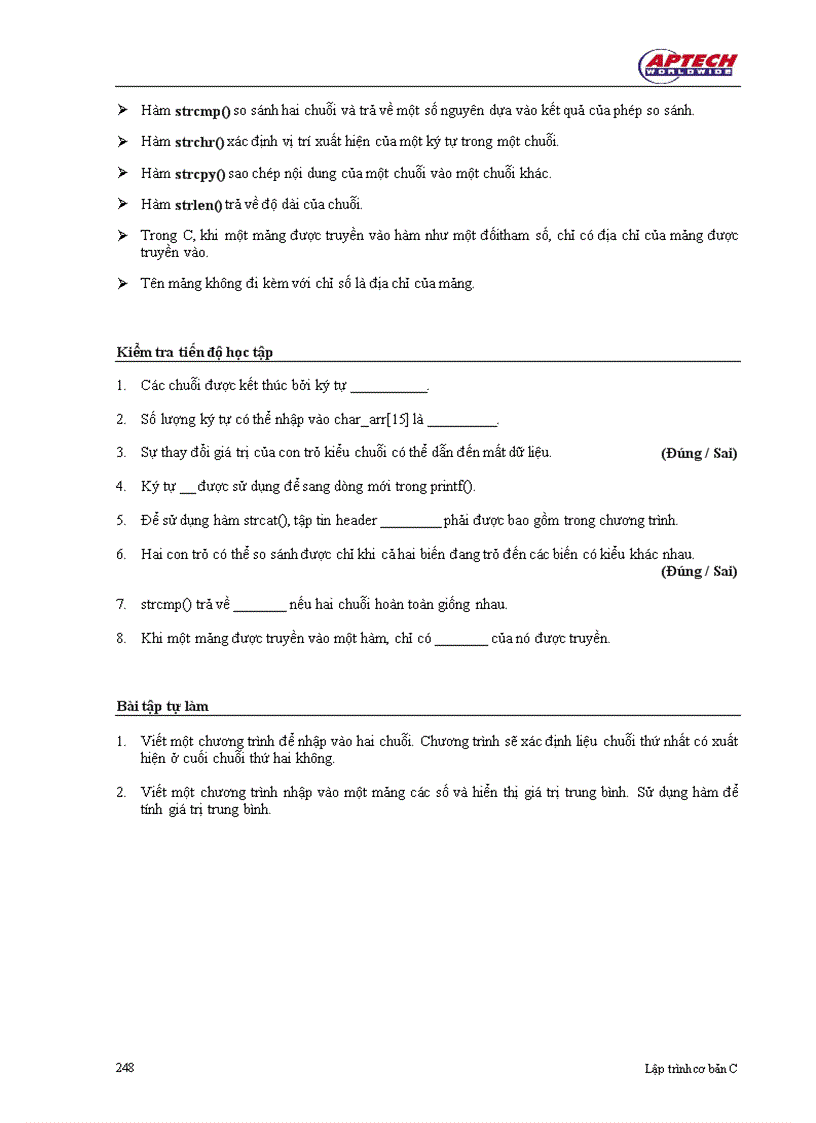 image for page Chuỗi trong C