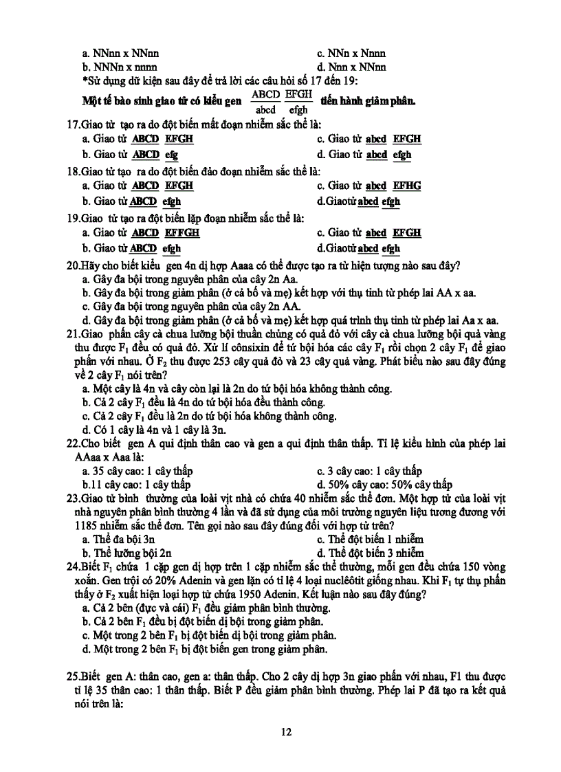 image for page Bài tập Đột biến nhiễm sắc thể