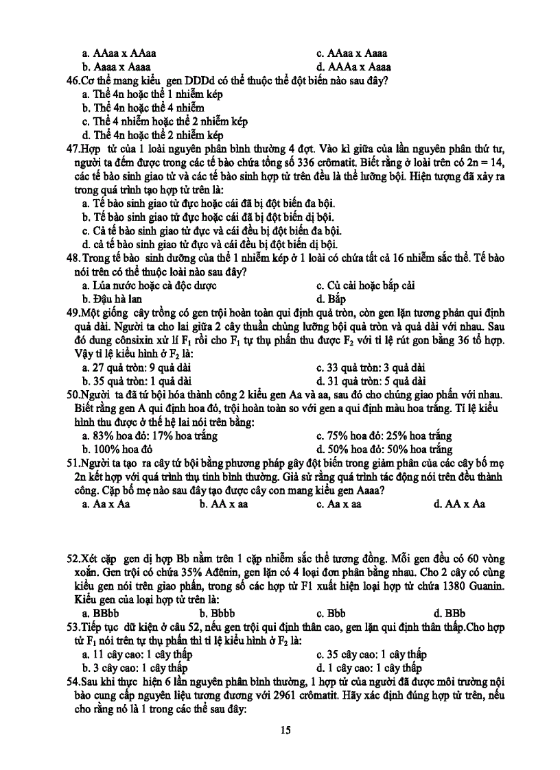 image for page Bài tập Đột biến nhiễm sắc thể