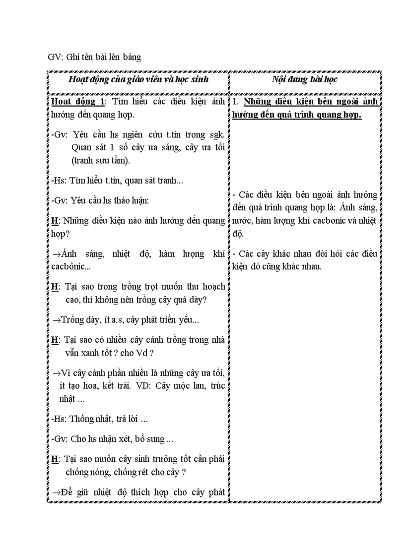 image for page Sinh học ẢNH HƯỞNG CỦA CÁC ĐIỀU KIỆN BÊN NGOÀI ĐẾN QUANG HỢP Ý NGHĨA CỦA QUANG HỢP