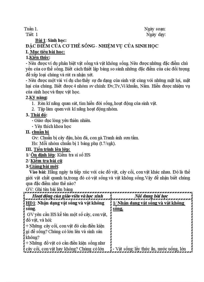 image for page Sinh học ĐẶC ĐIỂM CỦA CƠ THỂ SỐNG NHIỆM VỤ CỦA SINH HỌC