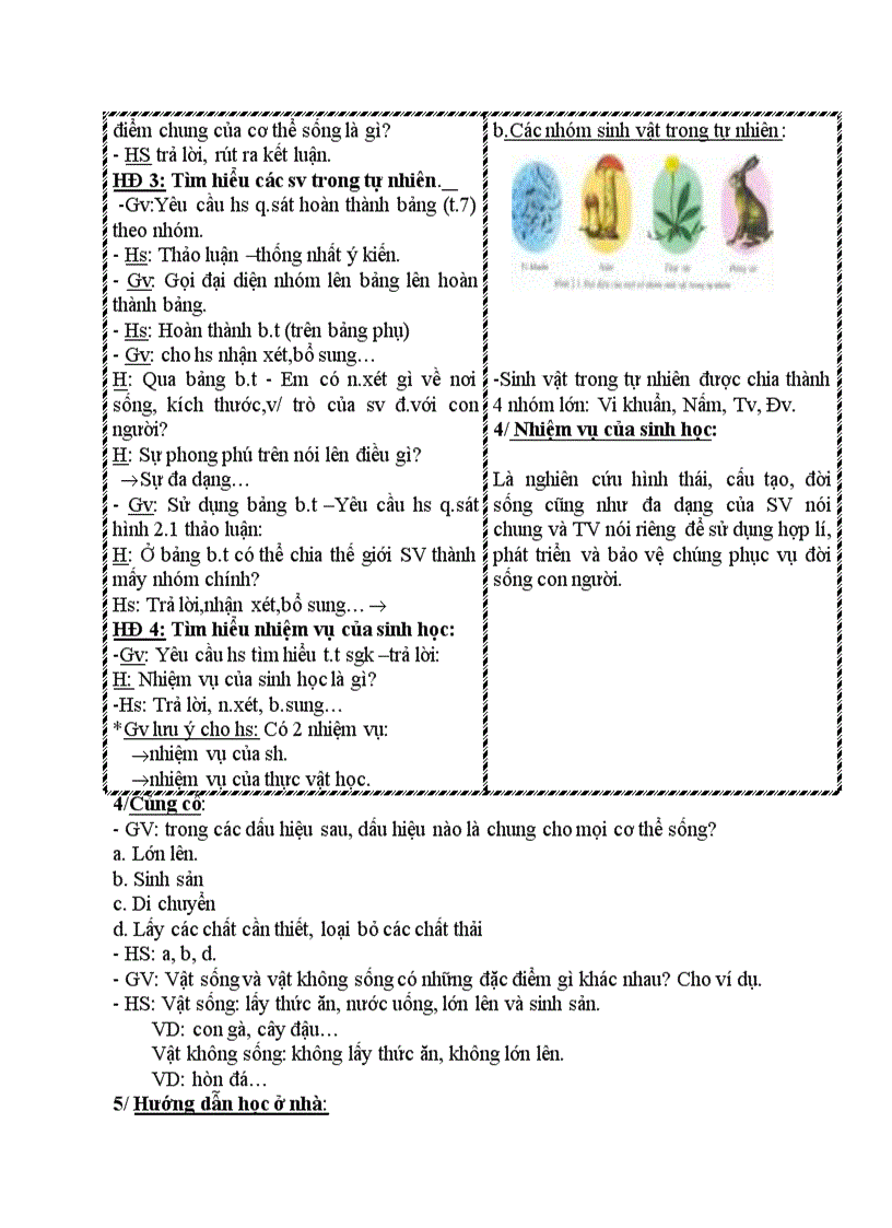 image for page Sinh học ĐẶC ĐIỂM CỦA CƠ THỂ SỐNG NHIỆM VỤ CỦA SINH HỌC