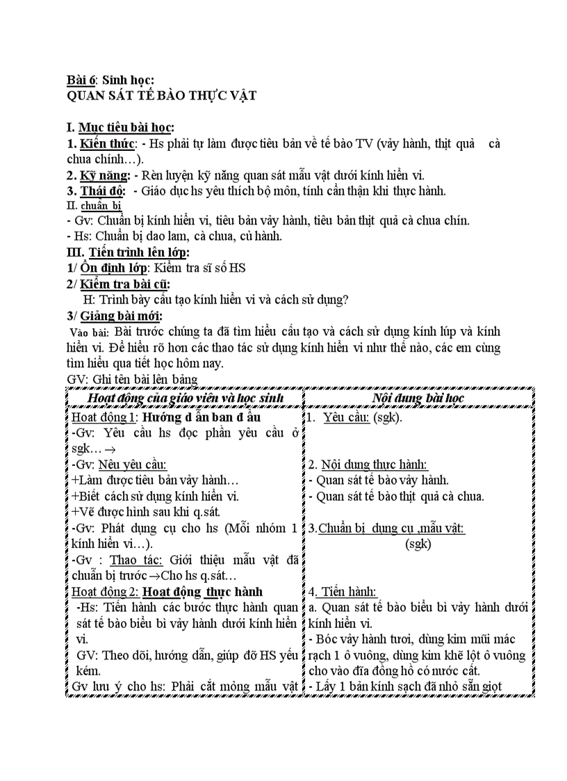 image for page Sinh học QUAN SÁT TẾ BÀO THỰC VẬT