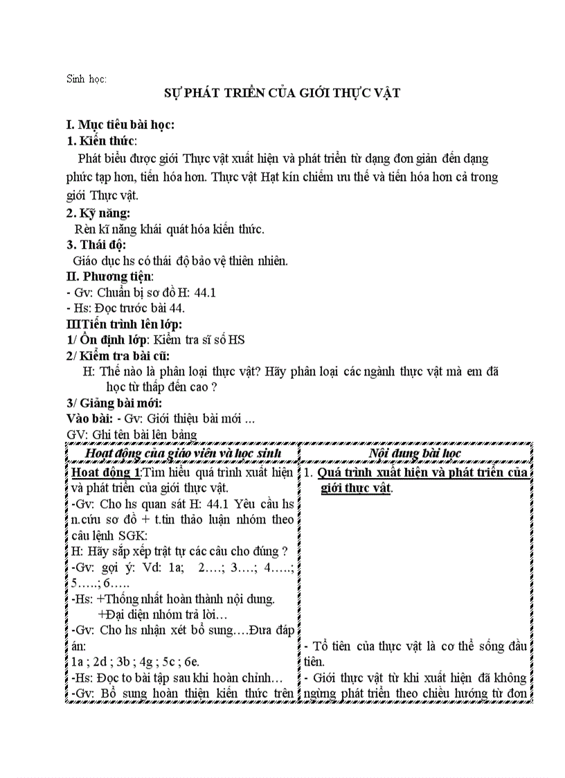 image for page Sinh học SỰ PHÁT TRIỂN CỦA GIỚI THỰC VẬT