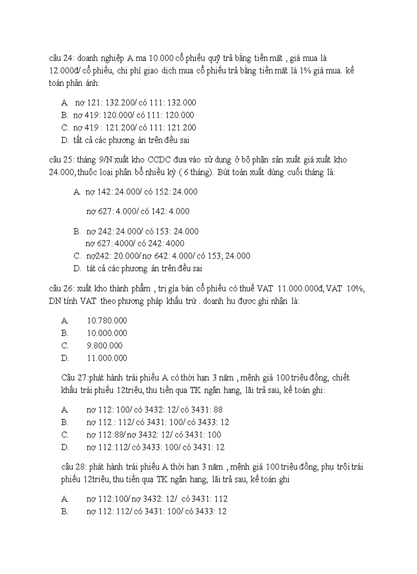 image for page Đề thi trắc nghệm kế toán tài chính 2 khoa kế toán ngày 31 12 2010