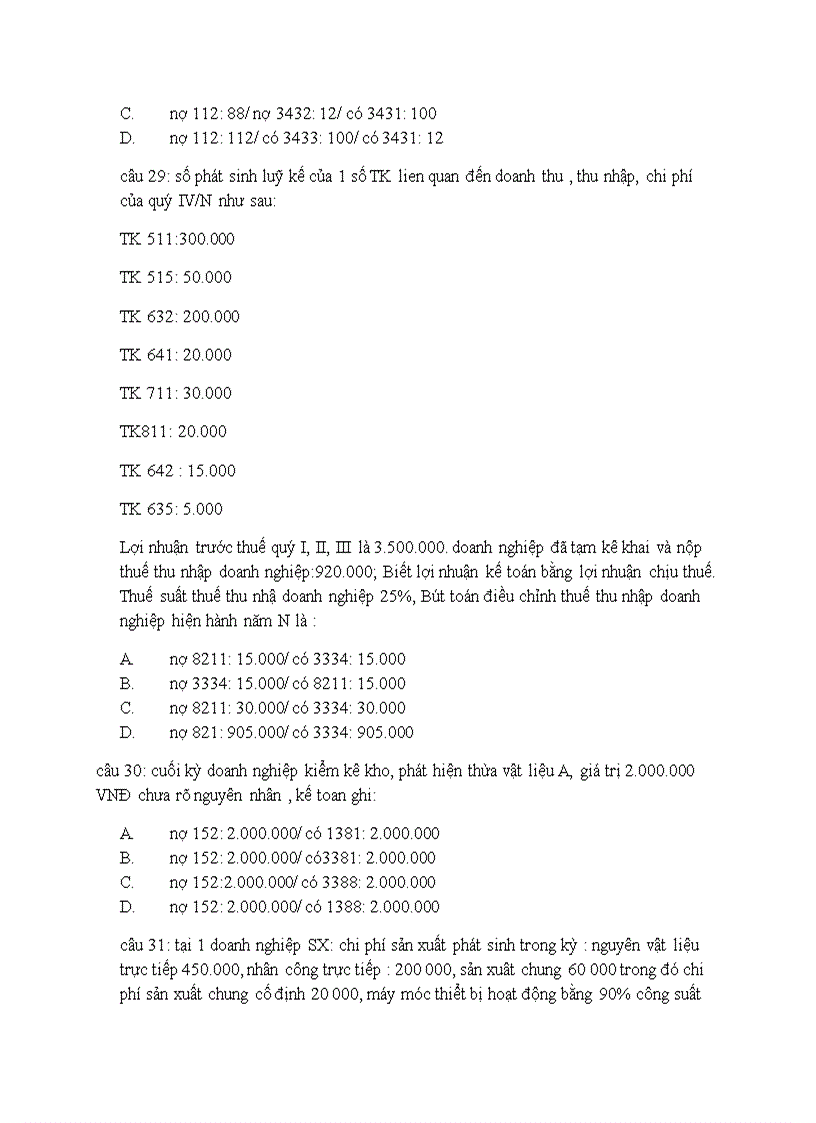 image for page Đề thi trắc nghệm kế toán tài chính 2 khoa kế toán ngày 31 12 2010