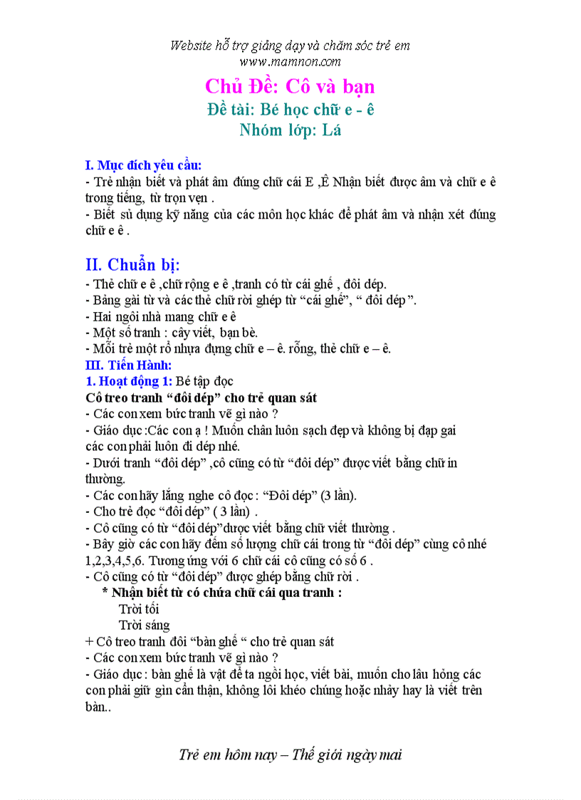 image for page Đề tài Bé học chữ cái e ê