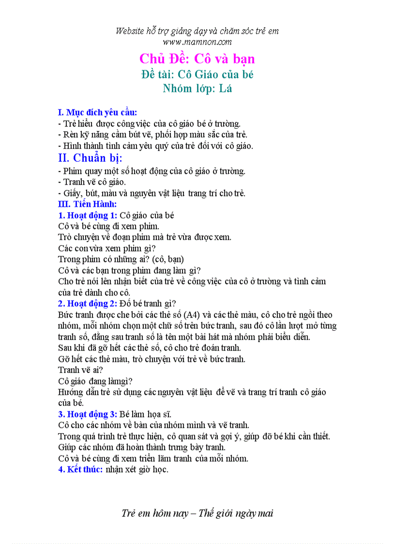 image for page Đề tài Cô giáo của bé