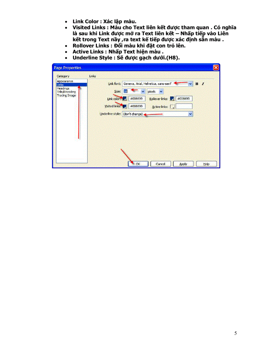 image for page Dreamweaver 8 Page properties